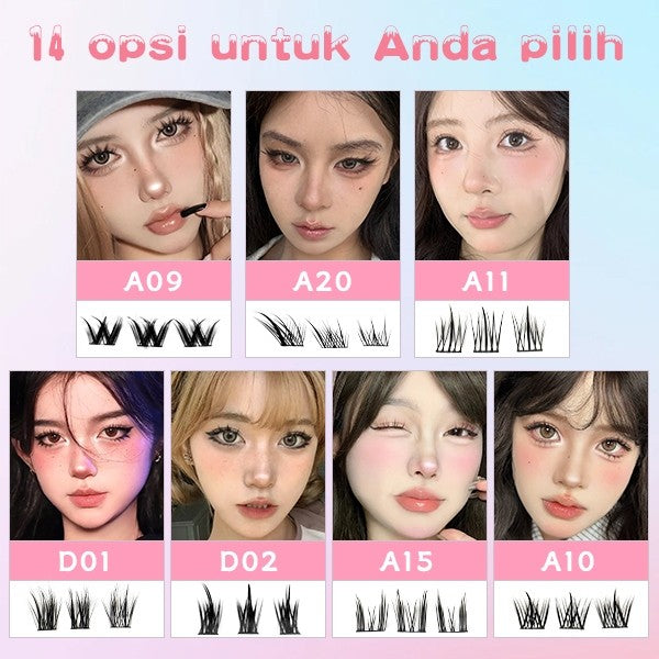 C01【FREE LEM】Hera Diary 14 in1BuluMata Palsu anime eyelash extension 32 Baris 327 Helai Bulumata palsu Douyin manga Natural