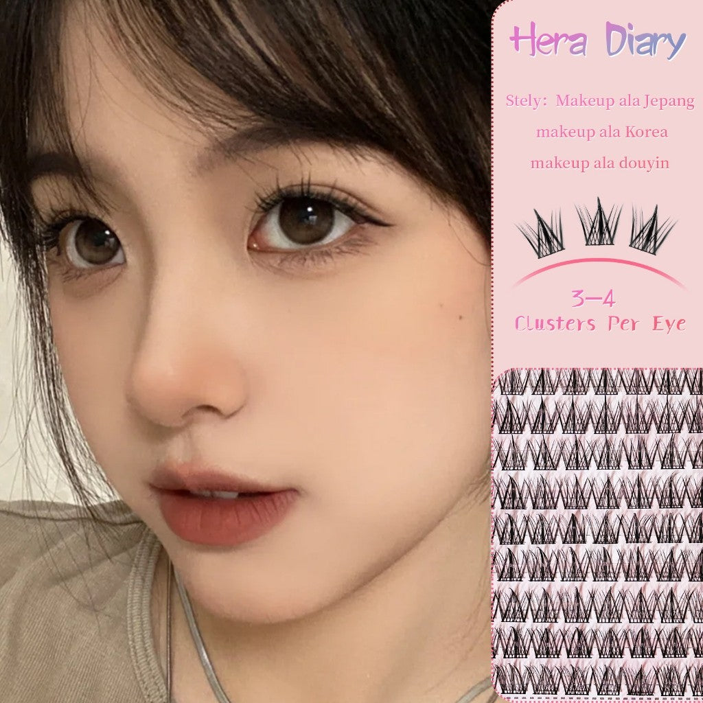 A10【Gratis LEM】Hera Diary 3D Bulu Mata Palsu Natural 10Baris Eyelash Individual Douyin Manga Anime