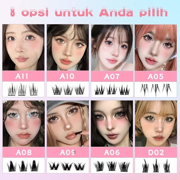 C02【FREE LEM】Hera Diary 8 in 1 332 pcs 32 Baris BuluMata Palsu ANIME Douyin manga Eeyelash Natural