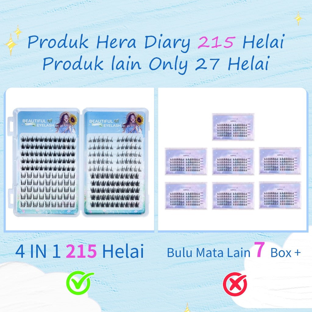 C03[ LANGSUNG TEMPEL ] Serat Kapas Premium Hera Diary Bulu Mata Palsu tanpa lem | Eyelash Extention | Eye Make Up | Douyin Lash