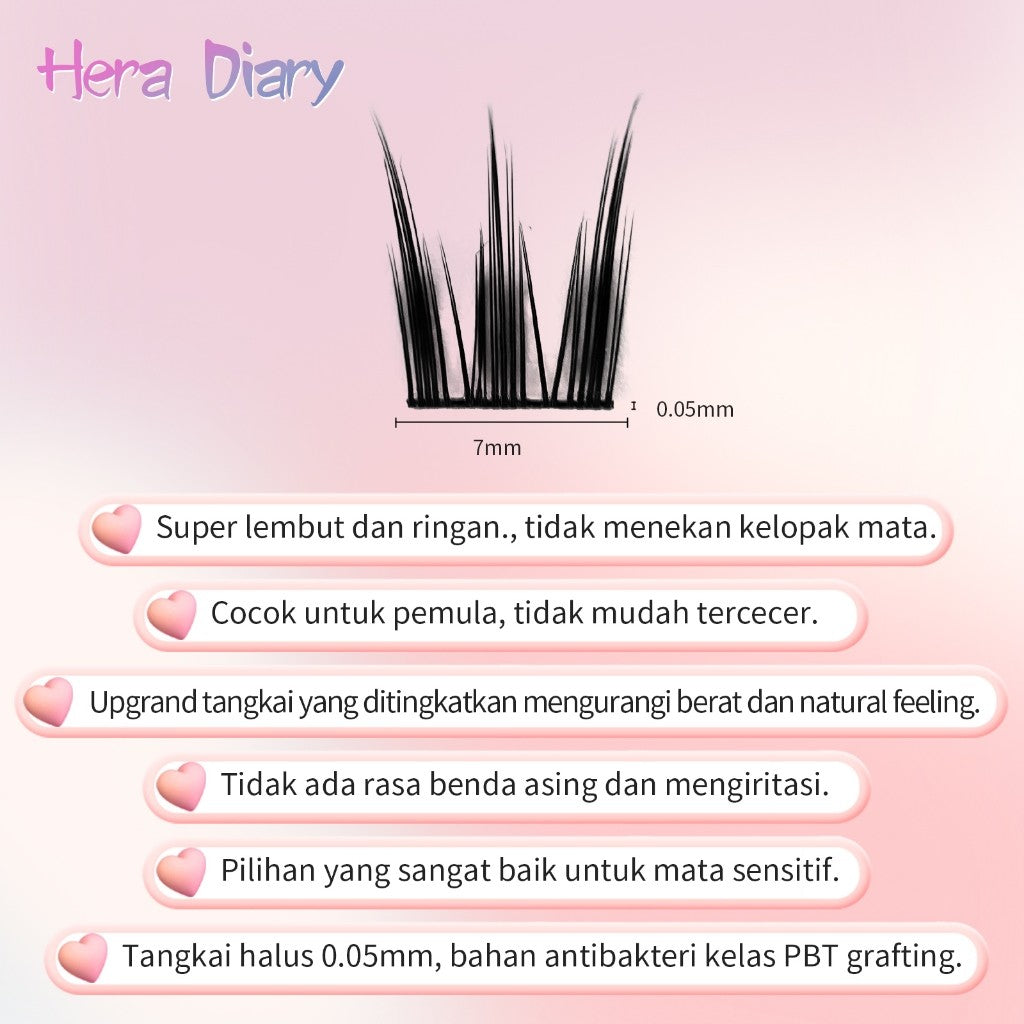 A12【Free LEM】HERA DIARY 3D BuluMata Palsu WonYoung Bulumata Korea Idol Eyelash Individual Natural