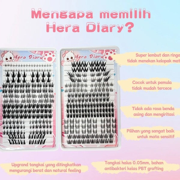 C01【FREE LEM】Hera Diary 14 in1BuluMata Palsu anime eyelash extension 32 Baris 327 Helai Bulumata palsu Douyin manga Natural