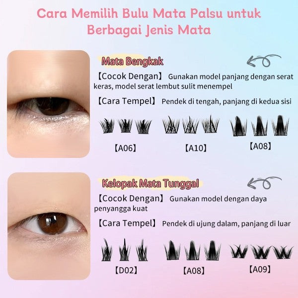 C02【FREE LEM】Hera Diary 8 in 1 332 pcs 32 Baris BuluMata Palsu ANIME Douyin manga Eeyelash Natural