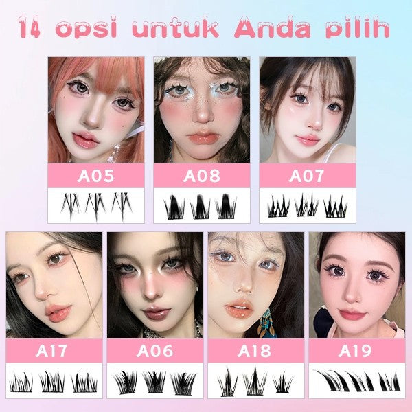 C01【FREE LEM】Hera Diary 14 in1BuluMata Palsu anime eyelash extension 32 Baris 327 Helai Bulumata palsu Douyin manga Natural