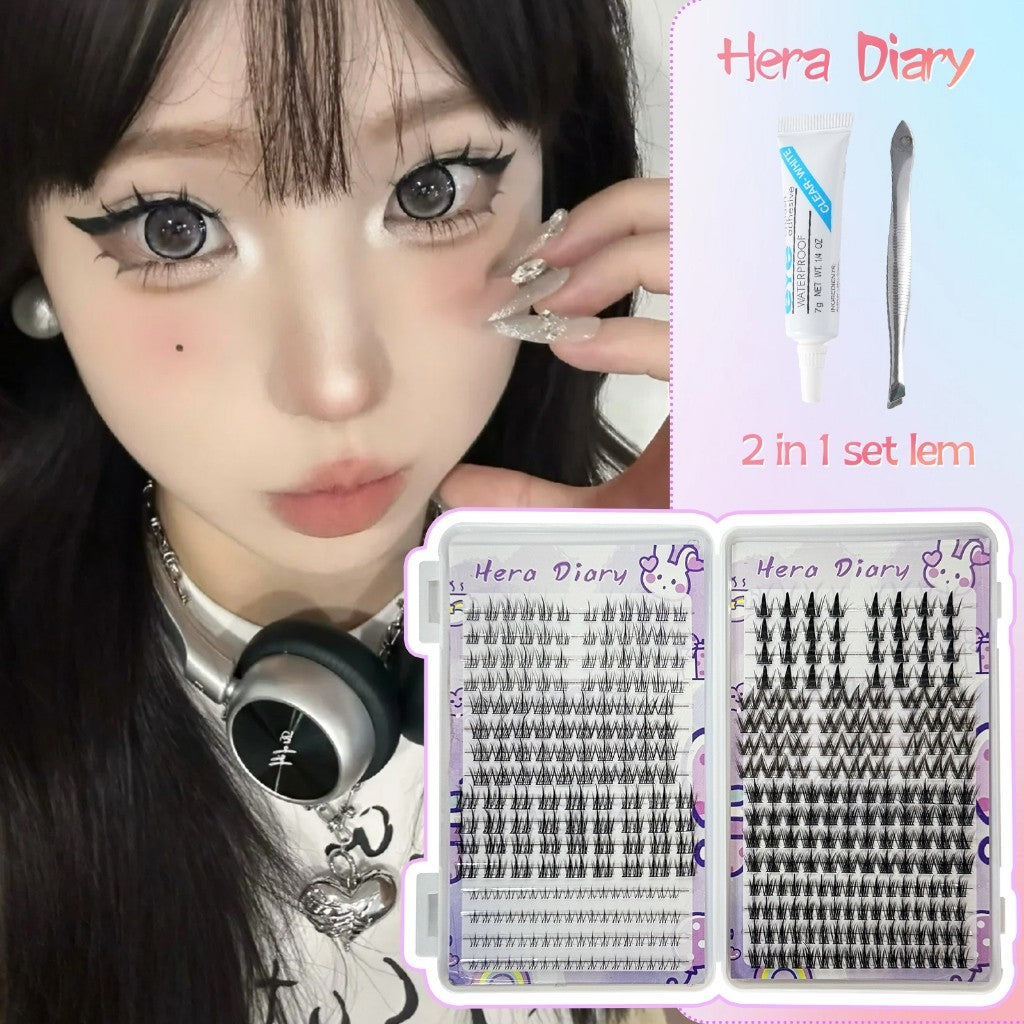 C02【FREE LEM】Hera Diary 8 in 1 332 pcs 32 Baris BuluMata Palsu ANIME Douyin manga Eeyelash Natural