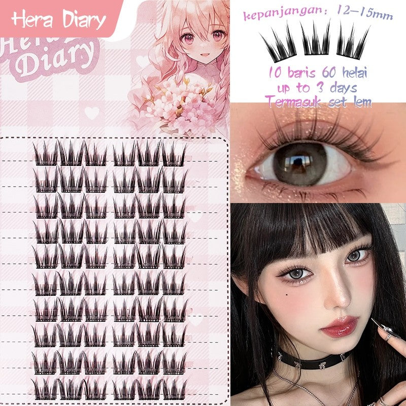 A12【Free LEM】HERA DIARY 3D BuluMata Palsu WonYoung Bulumata Korea Idol Eyelash Individual Natural