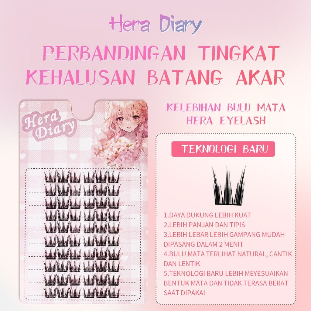 A12【Free LEM】HERA DIARY 3D BuluMata Palsu WonYoung Bulumata Korea Idol Eyelash Individual Natural
