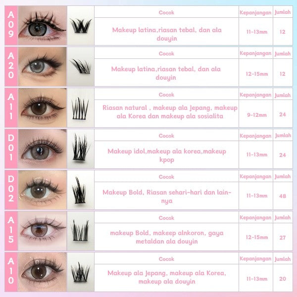 C01【FREE LEM】Hera Diary 14 in1BuluMata Palsu anime eyelash extension 32 Baris 327 Helai Bulumata palsu Douyin manga Natural