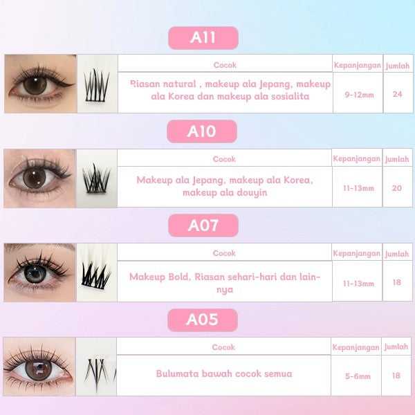 C02【FREE LEM】Hera Diary 8 in 1 332 pcs 32 Baris BuluMata Palsu ANIME Douyin manga Eeyelash Natural