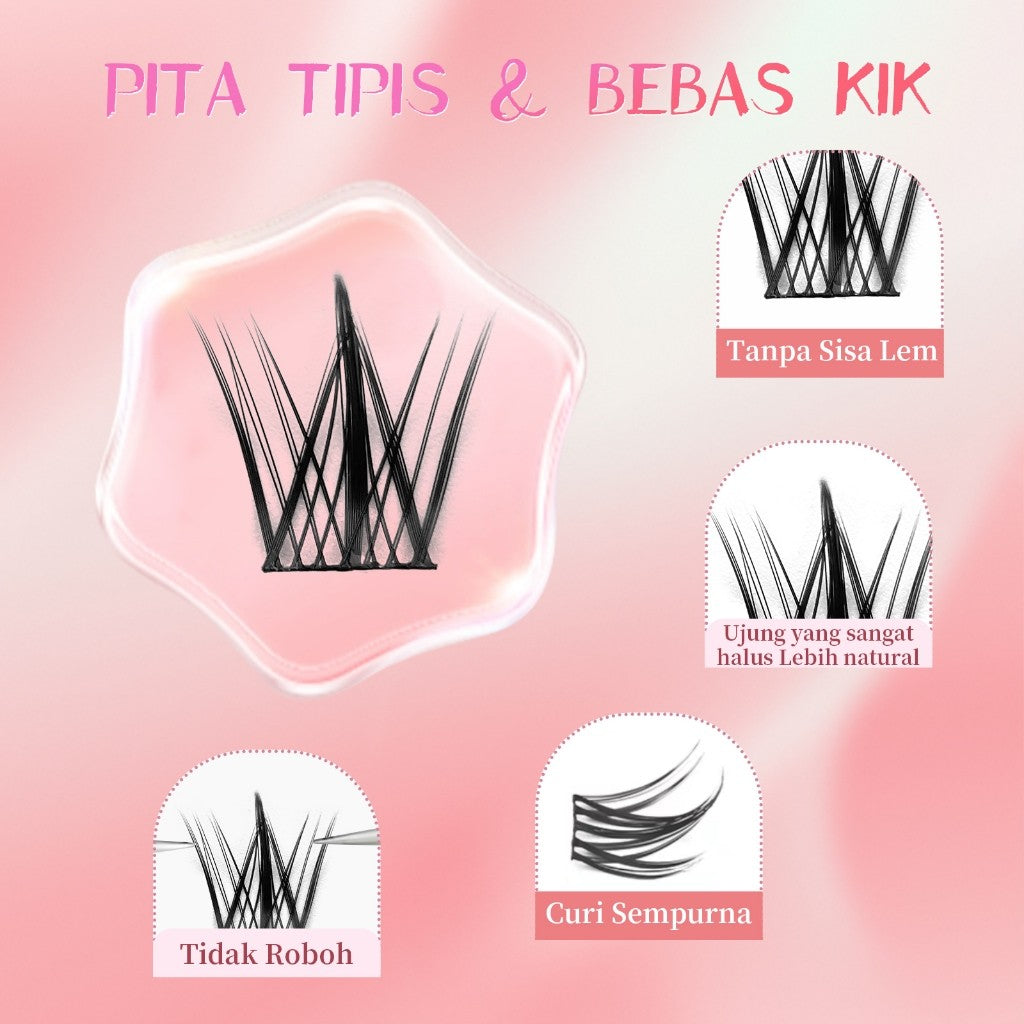 A10【Gratis LEM】Hera Diary 3D Bulu Mata Palsu Natural 10Baris Eyelash Individual Douyin Manga Anime