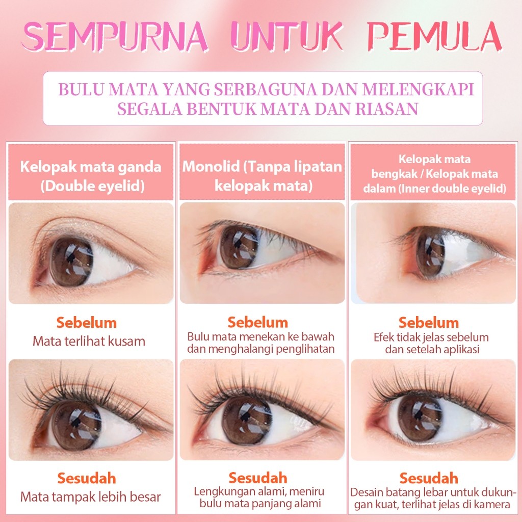 A10【Gratis LEM】Hera Diary 3D Bulu Mata Palsu Natural 10Baris Eyelash Individual Douyin Manga Anime