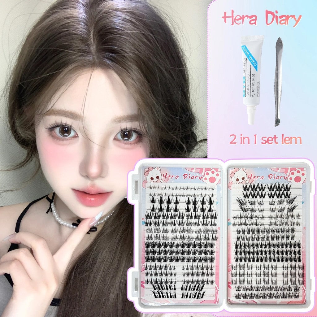 C01【FREE LEM】Hera Diary 14 in1BuluMata Palsu anime eyelash extension 32 Baris 327 Helai Bulumata palsu Douyin manga Natural