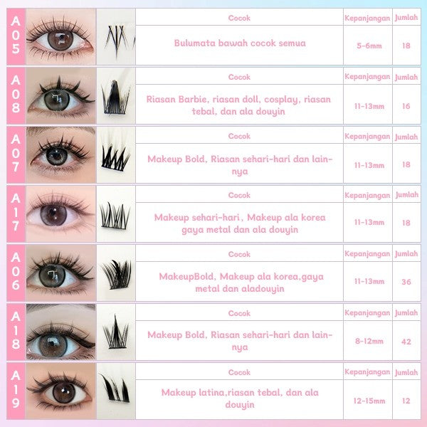 C01【FREE LEM】Hera Diary 14 in1BuluMata Palsu anime eyelash extension 32 Baris 327 Helai Bulumata palsu Douyin manga Natural
