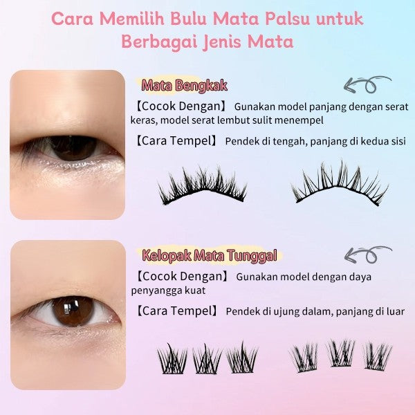 C06【FREE LEM】Hera Diary 7in1 184pcs Strip+ Individual eyelash Bulumata palsu Douyin manga Bulumata palsu bawah Natural Eyelash extansion