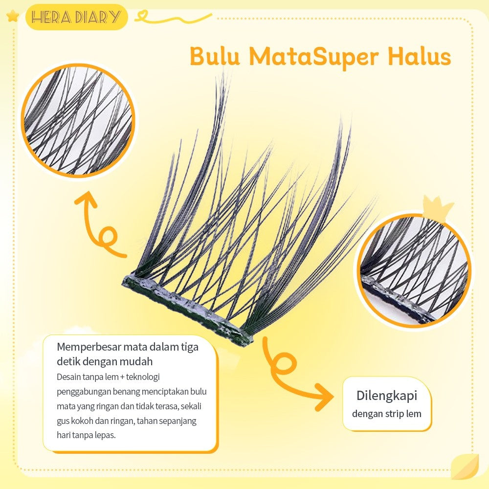 B02【LANGSUNG TEMPEL】Hera Diary bulumata palsu tanpa lem Natural tahan lama Anti hujan big box