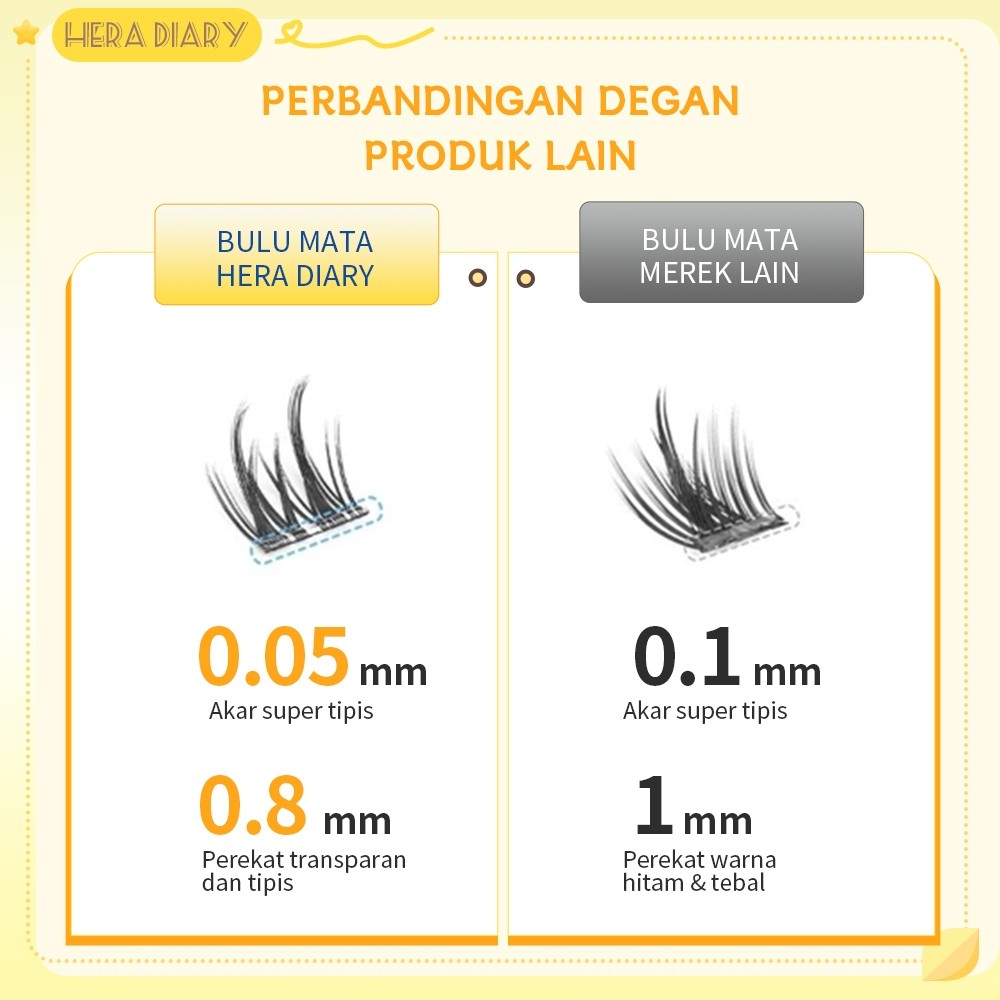 B01【LANGSUNG TEMPEL】Hera Diary bulumata palsu tanpa lem Natural tahan lama Anti air big box