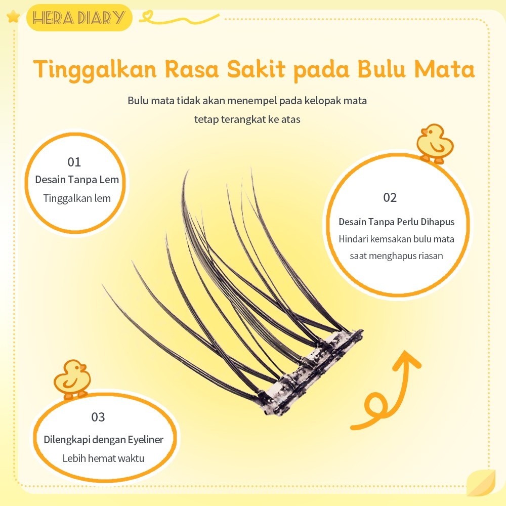 B02【LANGSUNG TEMPEL】Hera Diary bulumata palsu tanpa lem Natural tahan lama Anti hujan big box