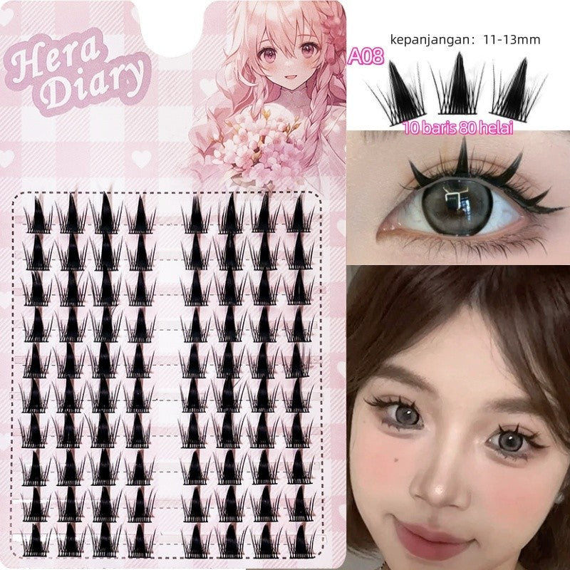 Hera Diary 3D BuluMata Palsu Douyin 10 Baris Bulumata individual Natural Anime Manga Cosplay