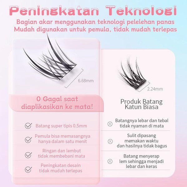 C04【FREE LEM】Hera Diary 7in1 184pcs Strip + Individual eyelash Bulumata palsu Douyin Manga Bulumata palsu bawah Natural eyelash ekstansi