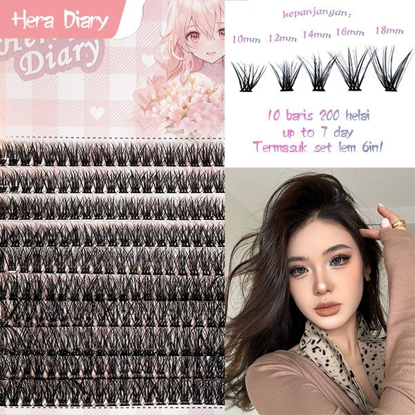 Hera Diary 3D BuluMata Palsu Douyin 10 Baris Bulumata individual Natural Anime Manga Cosplay