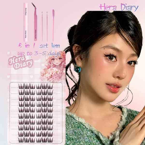 A12【Free LEM】HERA DIARY 3D BuluMata Palsu WonYoung Bulumata Korea Idol Eyelash Individual Natural