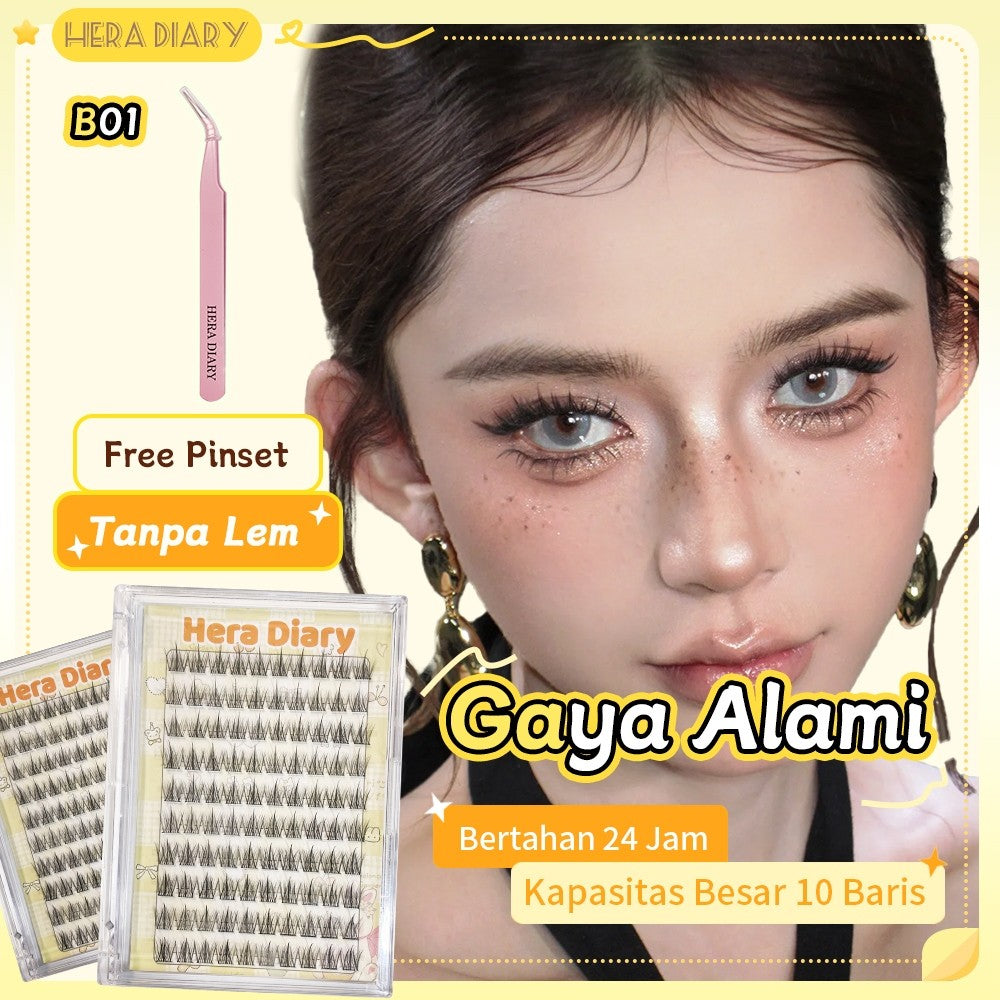 B01【LANGSUNG TEMPEL】Hera Diary bulumata palsu tanpa lem Natural tahan lama Anti air big box