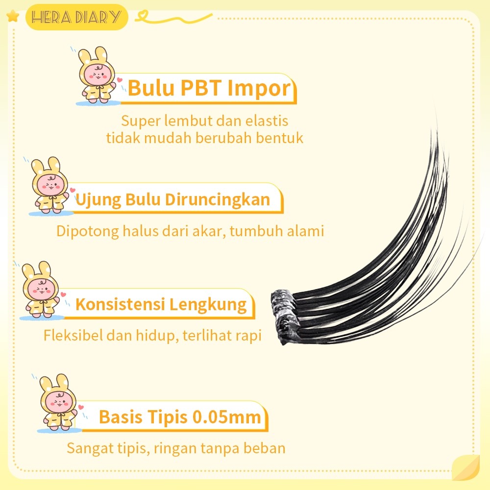 B02【LANGSUNG TEMPEL】Hera Diary bulumata palsu tanpa lem Natural tahan lama Anti hujan big box