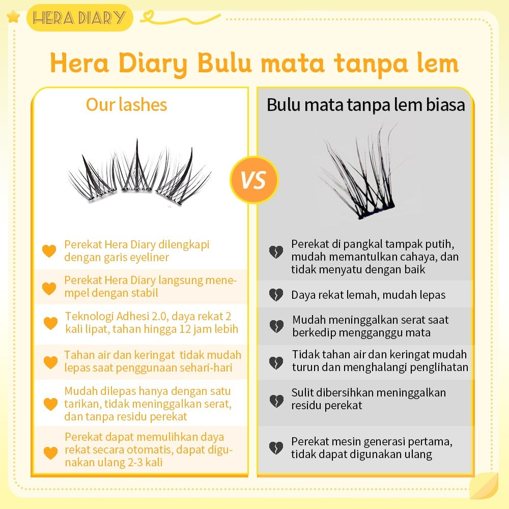 B01【LANGSUNG TEMPEL】Hera Diary bulumata palsu tanpa lem Natural tahan lama Anti air big box
