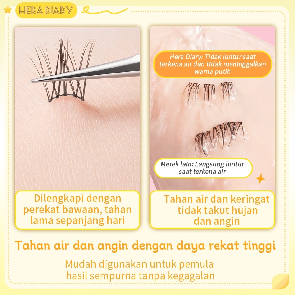B01【LANGSUNG TEMPEL】Hera Diary bulumata palsu tanpa lem Natural tahan lama Anti air big box