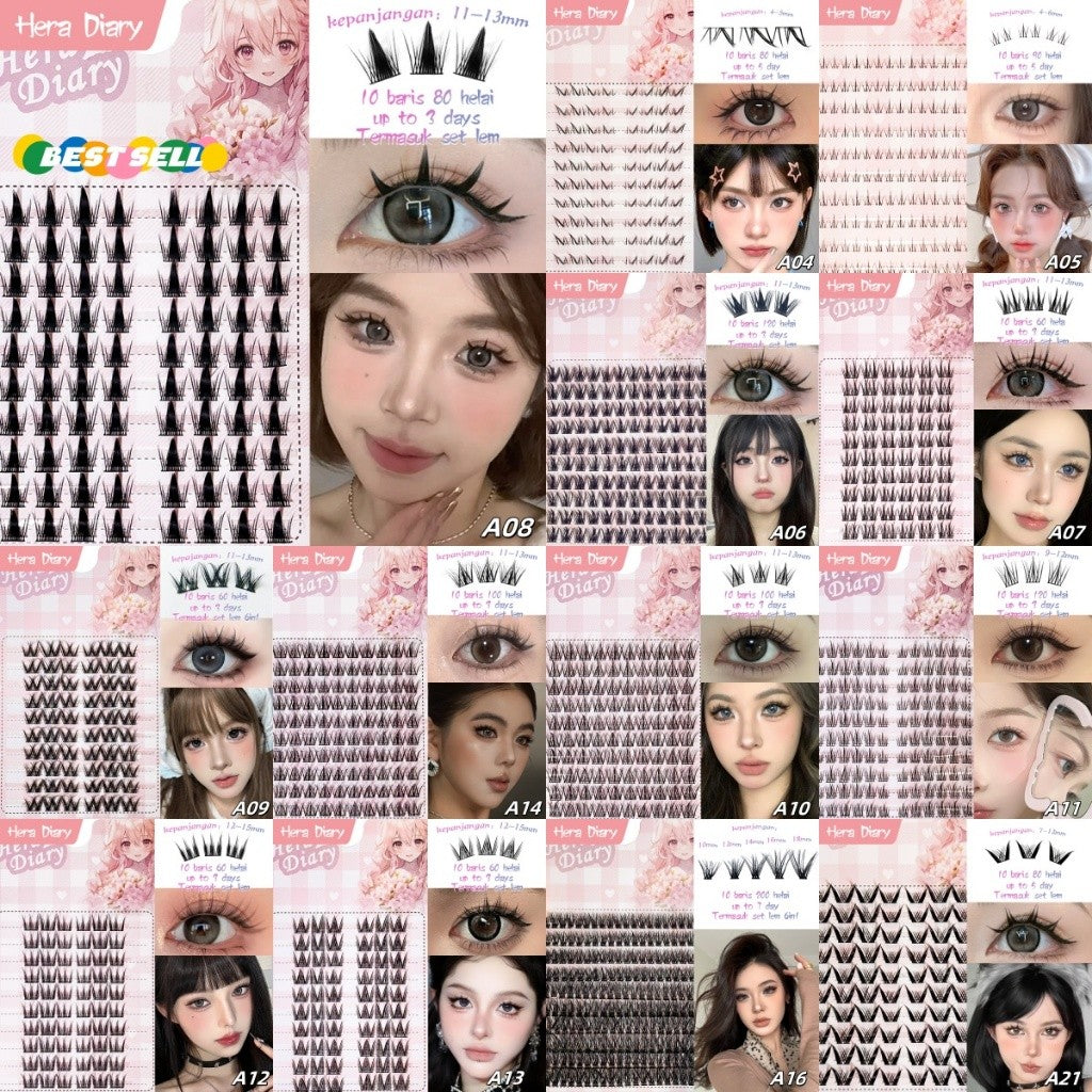 Hera Diary 3D BuluMata Palsu Douyin 10 Baris Bulumata individual Natural Anime Manga Cosplay