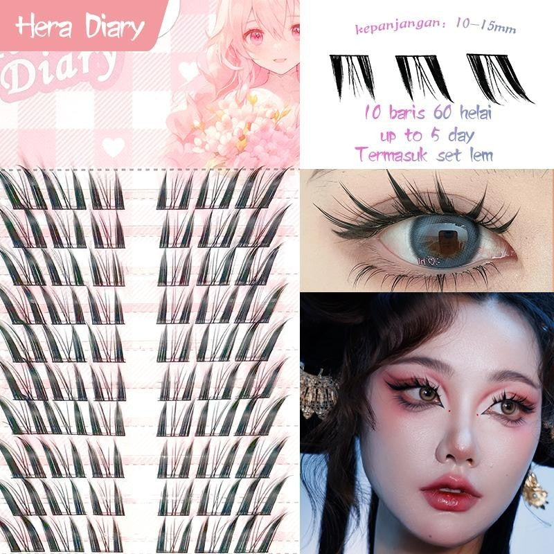 A19【FREE LEM】Hera Diary 3D foxeye BuluMata Palsu Anime 10 Baris big box Bulumata Anime |Douyin manga eyelashes cat eye