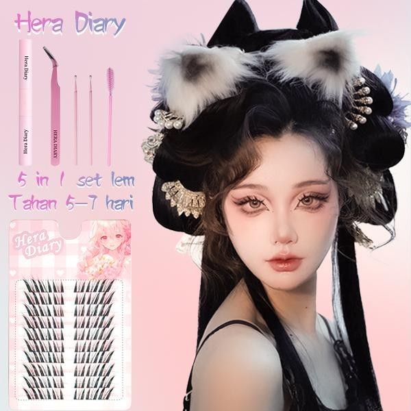 A19【FREE LEM】Hera Diary 3D foxeye BuluMata Palsu Anime 10 Baris big box Bulumata Anime |Douyin manga eyelashes cat eye