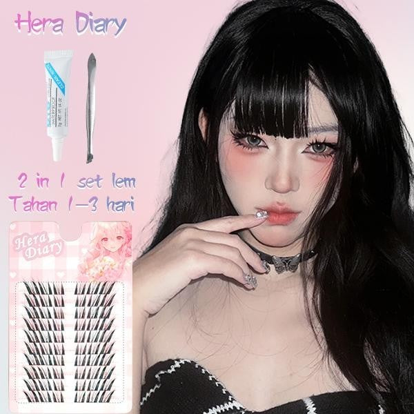 A19【FREE LEM】Hera Diary 3D foxeye BuluMata Palsu Anime 10 Baris big box Bulumata Anime |Douyin manga eyelashes cat eye