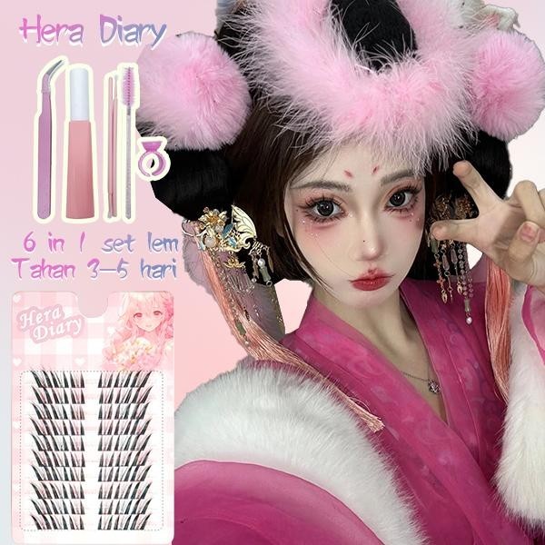 A19【FREE LEM】Hera Diary 3D foxeye BuluMata Palsu Anime 10 Baris big box Bulumata Anime |Douyin manga eyelashes cat eye