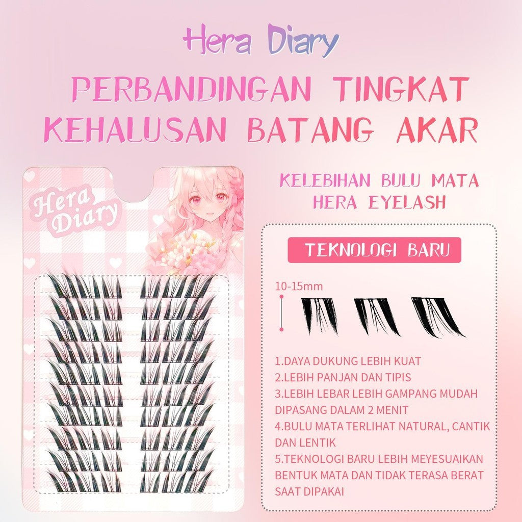 A19【FREE LEM】Hera Diary 3D foxeye BuluMata Palsu Anime 10 Baris big box Bulumata Anime |Douyin manga eyelashes cat eye