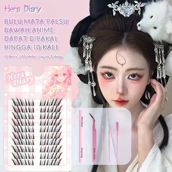 A19【FREE LEM】Hera Diary 3D foxeye BuluMata Palsu Anime 10 Baris big box Bulumata Anime |Douyin manga eyelashes cat eye