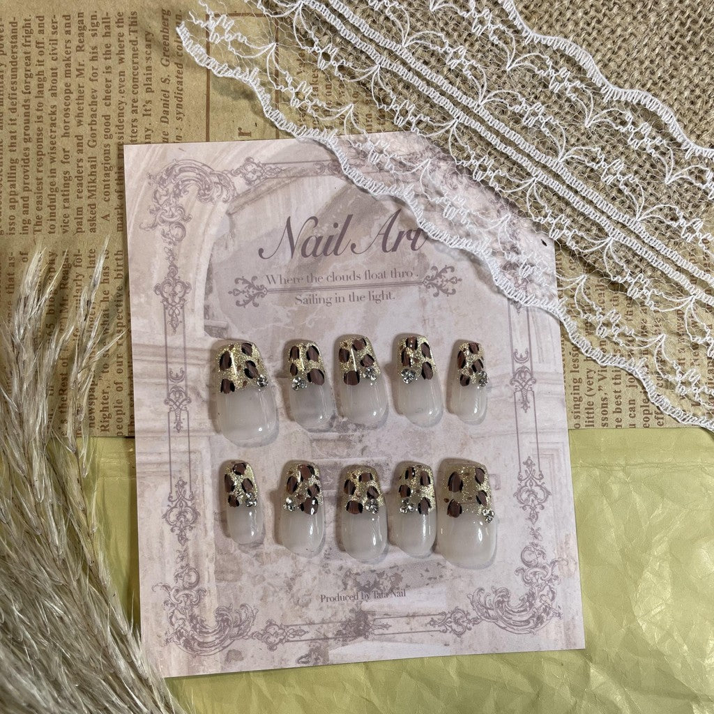 【FREE LEM 】HERA DIARY N07 3D Kuku Palsu HANDMADE 10pcs BOX Fake Nail Pross on Nails kuku palsu wedding kuku perawatan kecantikan nail art
