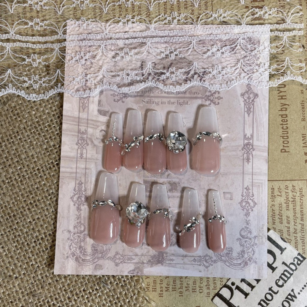 【FREE LEM 】HERA DIARY N10 3D Kuku Palsu HANDMADE 10pcs Fake Nail Pross on Nails kuku palsu wedding kuku perawatan kecantikan nail art
