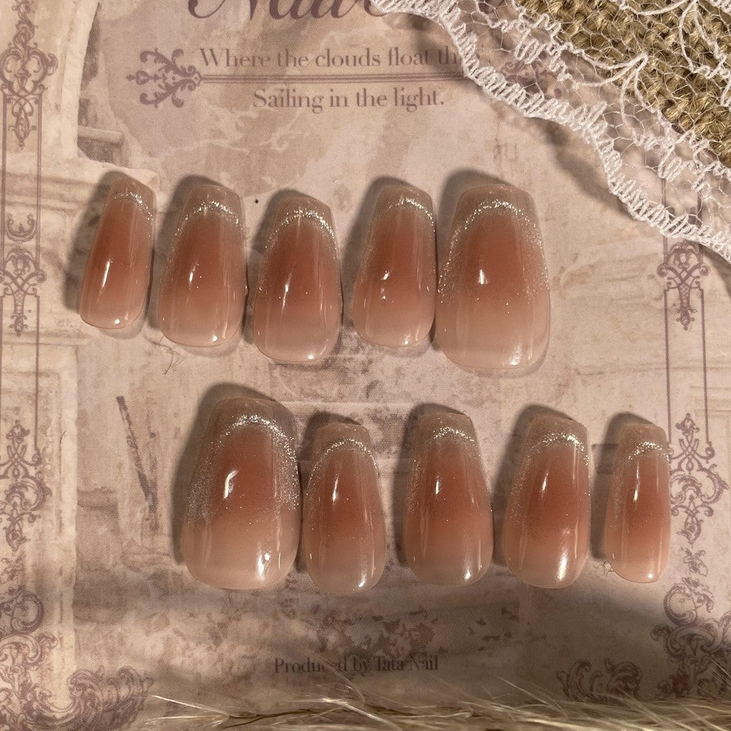 【FREE LEM 】HERA DIARY N18 3D Kuku Palsu HANDMADE 10pcs Fake Nail Pross on Nails kuku palsu wedding kuku perawatan kecantikan nail art