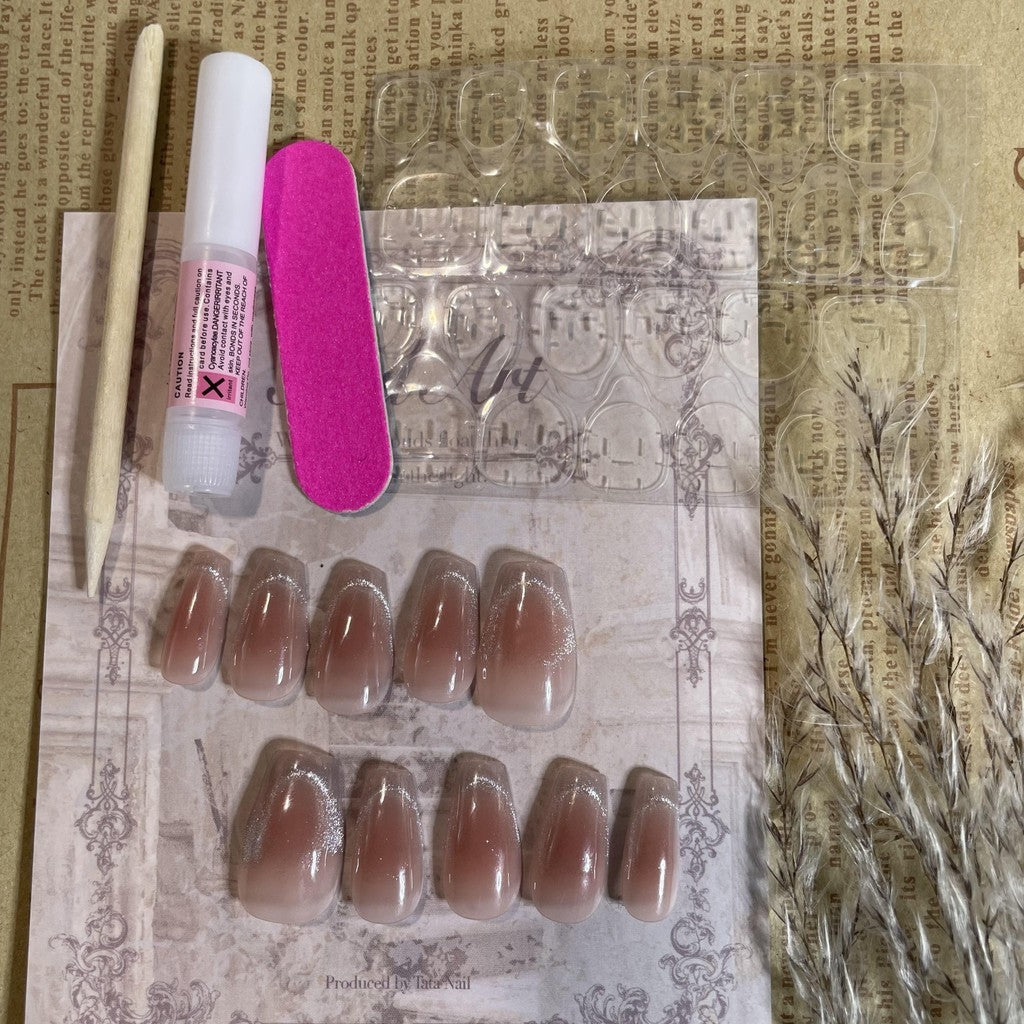 【FREE LEM 】HERA DIARY N18 3D Kuku Palsu HANDMADE 10pcs Fake Nail Pross on Nails kuku palsu wedding kuku perawatan kecantikan nail art