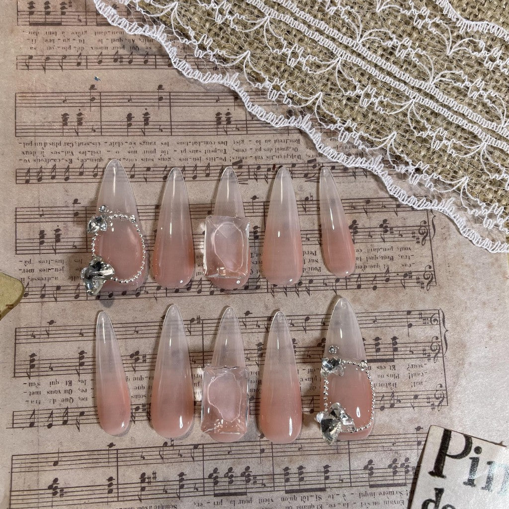 【FREE LEM 】HERA DIARY N04 3D Kuku Palsu HANDMADE 10pcs Fake Nail Pross on Nails kuku palsu wedding kuku perawatan kecantikan nail art