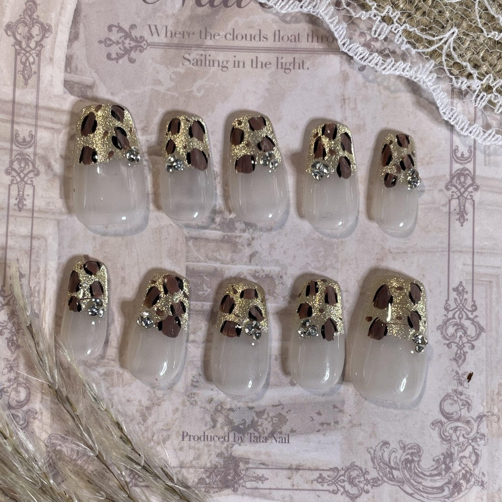 【FREE LEM 】HERA DIARY N07 3D Kuku Palsu HANDMADE 10pcs BOX Fake Nail Pross on Nails kuku palsu wedding kuku perawatan kecantikan nail art