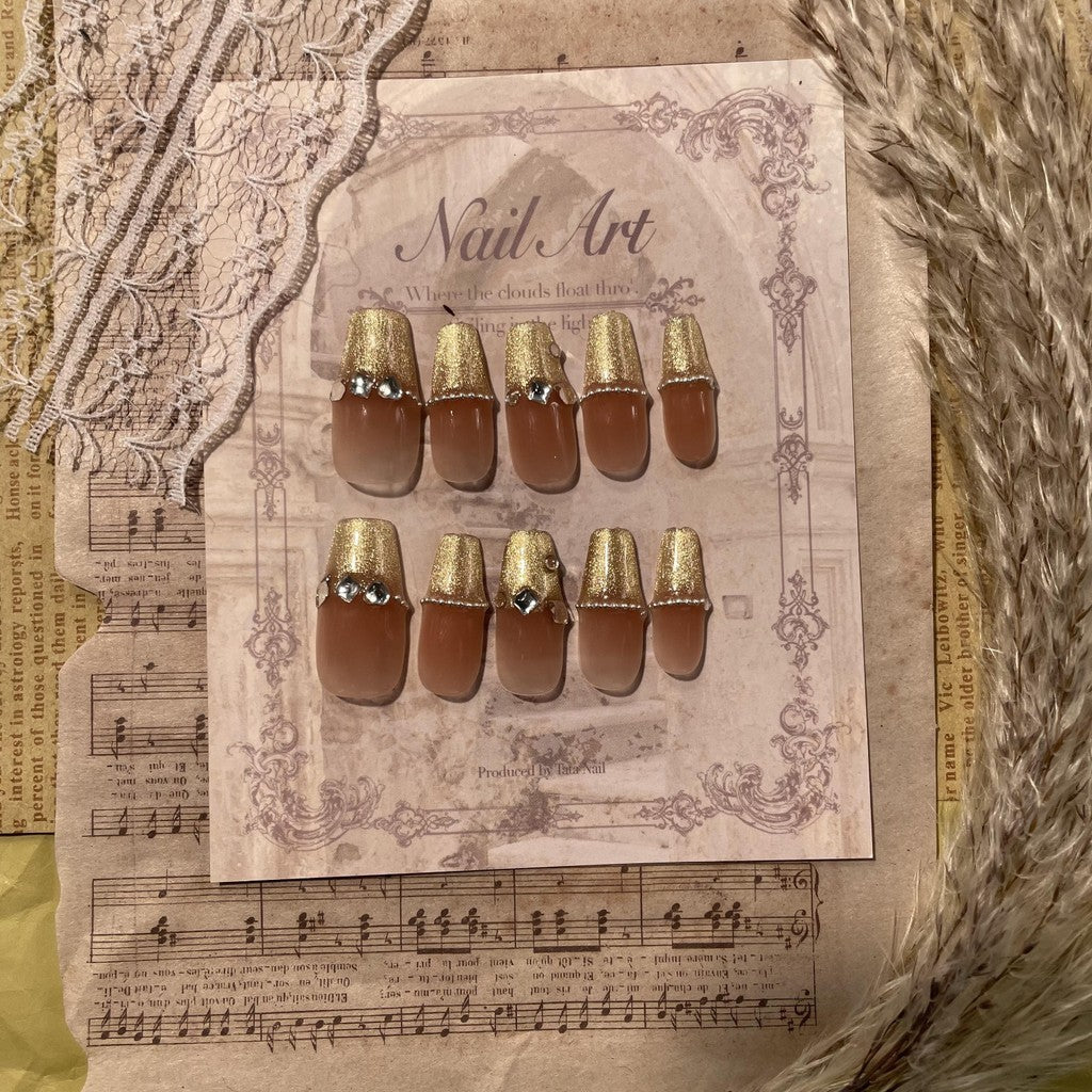 【FREE LEM 】HERA DIARY N09 3D Kuku Palsu HANDMADE 10pcs Fake Nail Pross on Nails kuku palsu wedding kuku perawatan kecantikan nail art