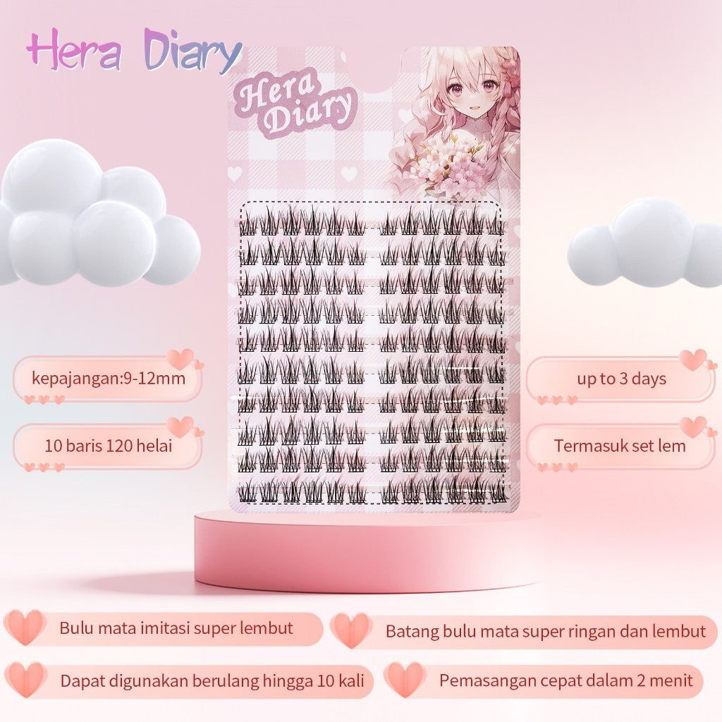 A11【Grtis LEM】Hera Diary BuluMata Palsu Natural EYELASH Korea Idol Bulumata soft Anime long-lasting