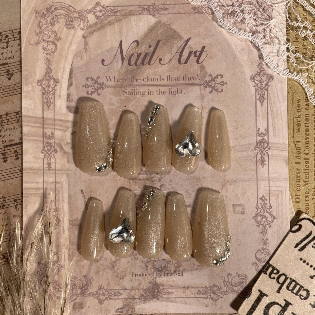 【FREE LEM 】HERA DIARY N06 3D Kuku Palsu HANDMADE 10pcs Fake Nail Pross on Nails kuku palsu wedding kuku perawatan kecantikan nail art
