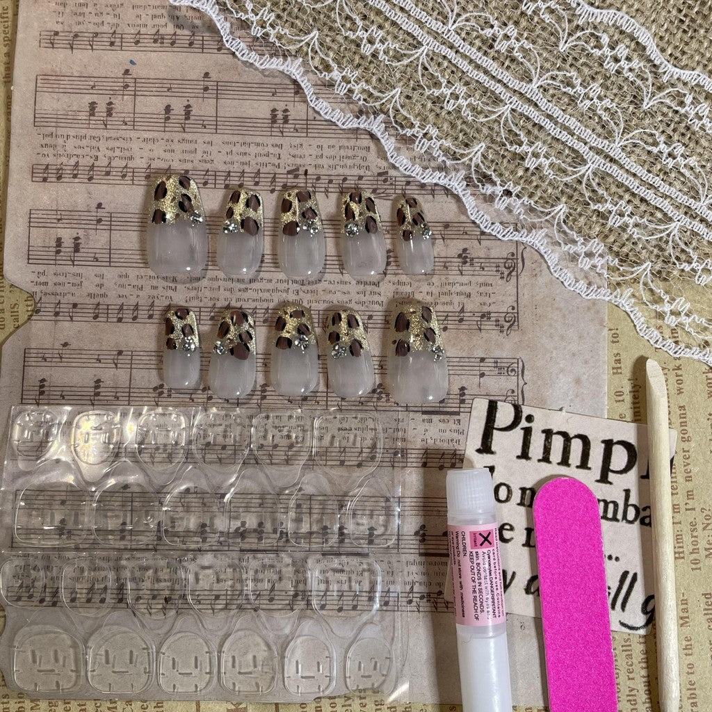 【FREE LEM 】HERA DIARY N07 3D Kuku Palsu HANDMADE 10pcs BOX Fake Nail Pross on Nails kuku palsu wedding kuku perawatan kecantikan nail art