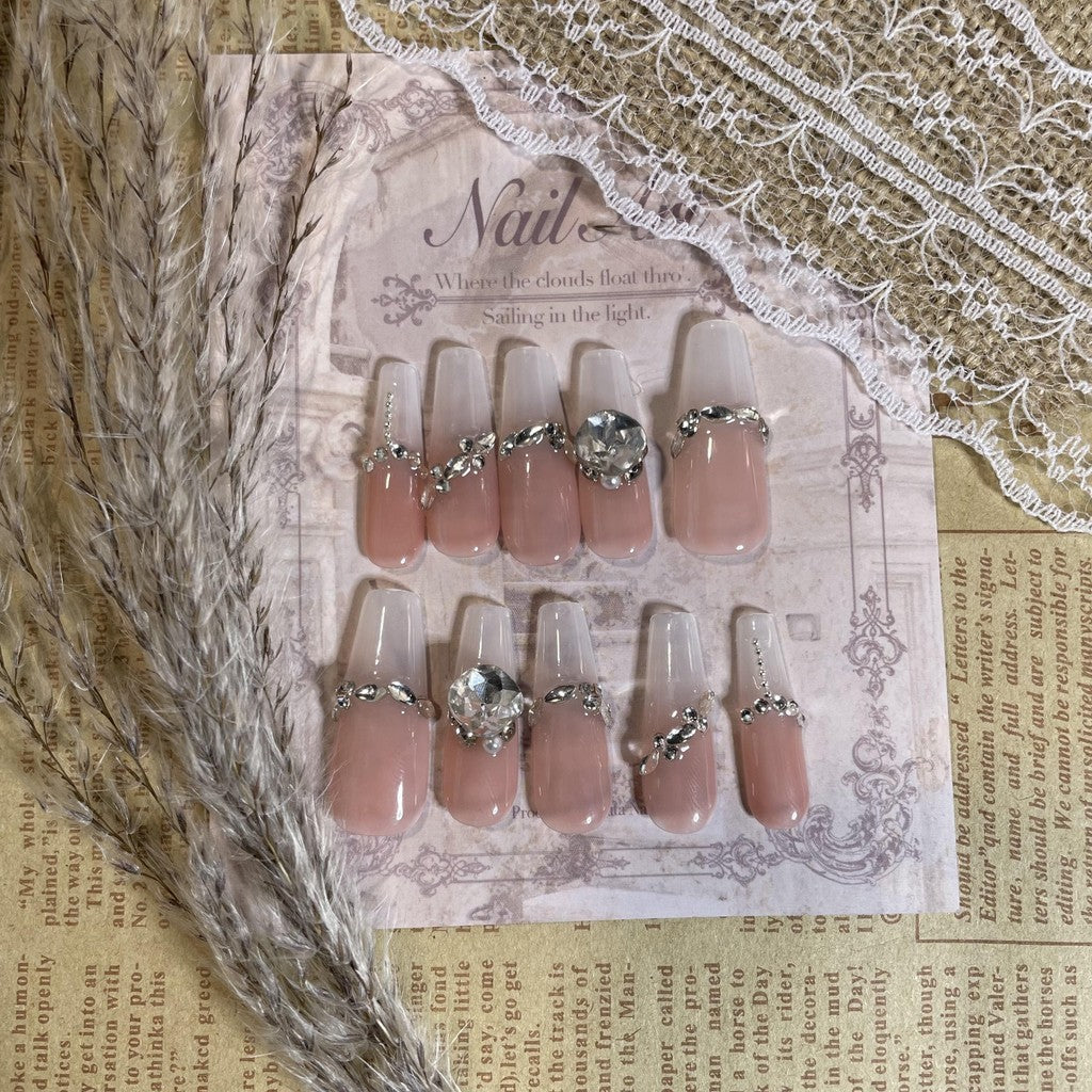 【FREE LEM 】HERA DIARY N10 3D Kuku Palsu HANDMADE 10pcs Fake Nail Pross on Nails kuku palsu wedding kuku perawatan kecantikan nail art