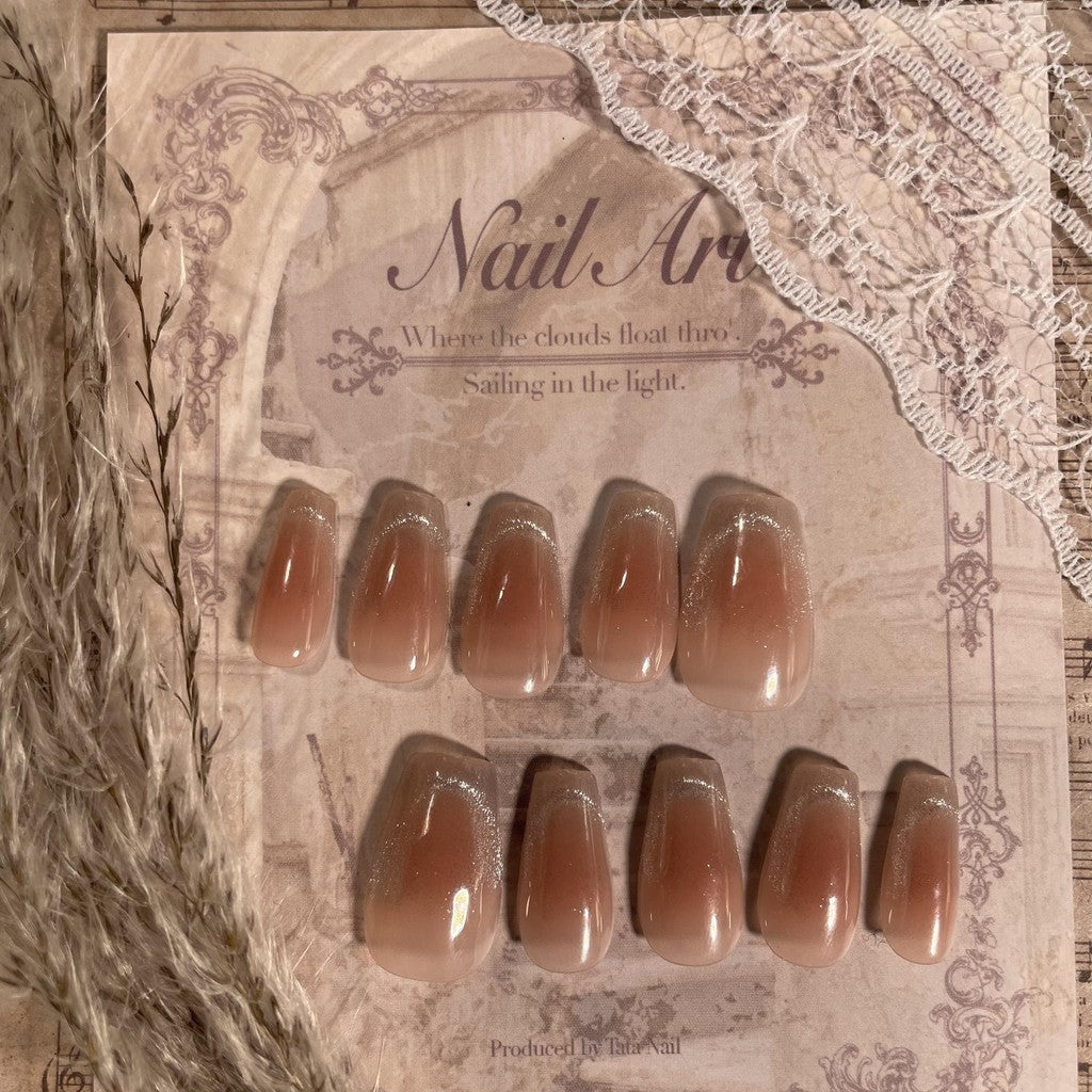 【FREE LEM 】HERA DIARY N18 3D Kuku Palsu HANDMADE 10pcs Fake Nail Pross on Nails kuku palsu wedding kuku perawatan kecantikan nail art