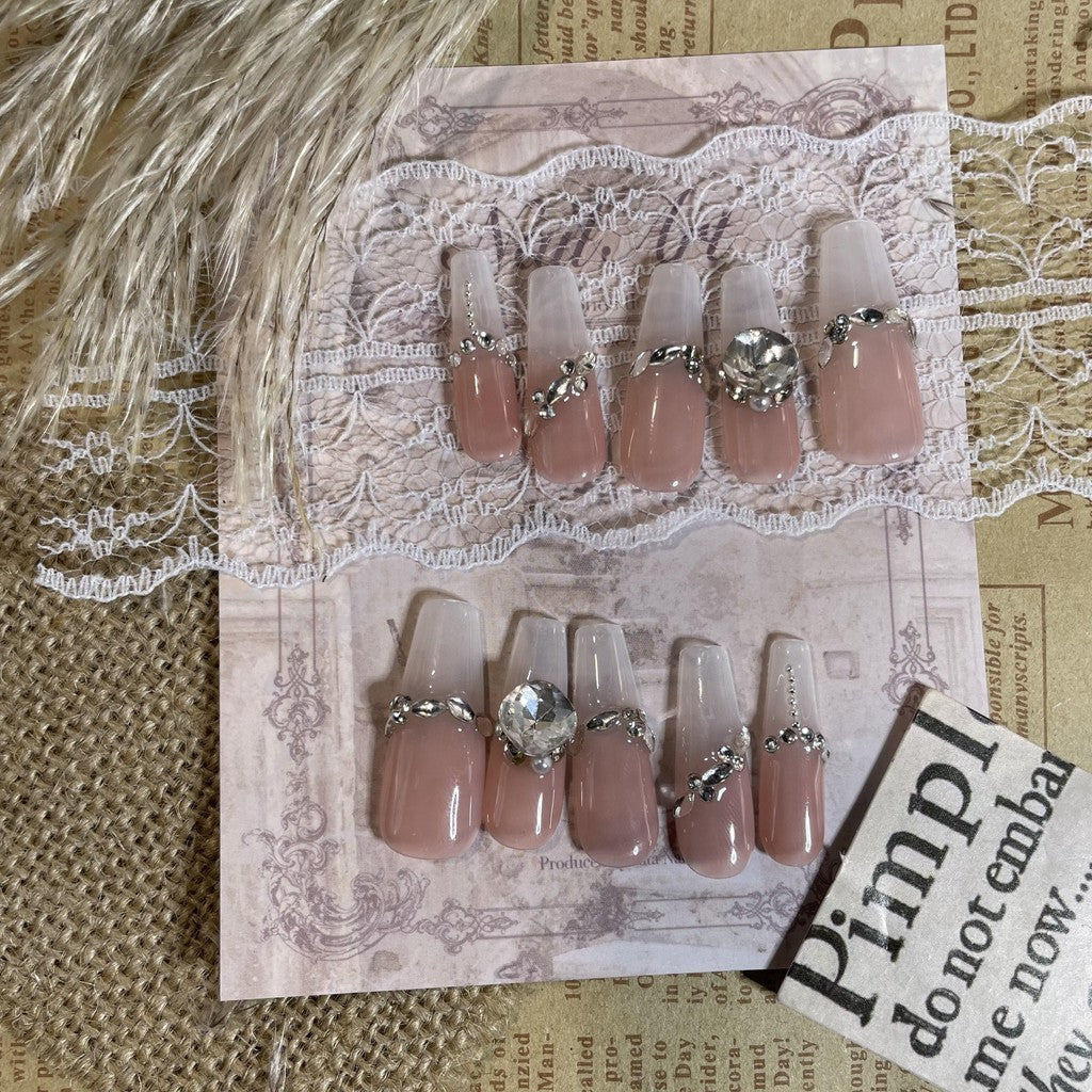 【FREE LEM 】HERA DIARY N10 3D Kuku Palsu HANDMADE 10pcs Fake Nail Pross on Nails kuku palsu wedding kuku perawatan kecantikan nail art