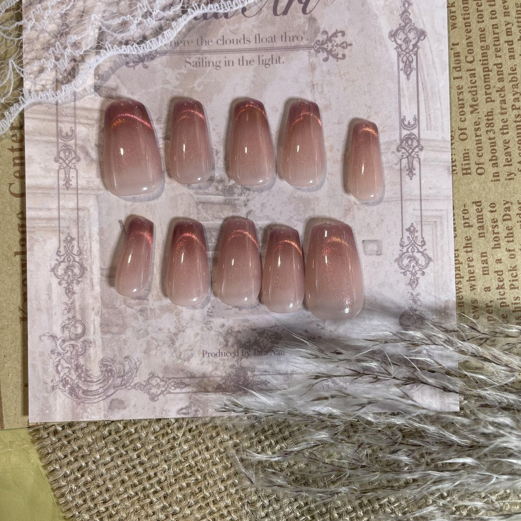 【FREE LEM 】HERA DIARY N15 3D Kuku Palsu HANDMADE 10pcs Fake Nail Pross on Nails kuku palsu wedding kuku perawatan kecantikan nail art